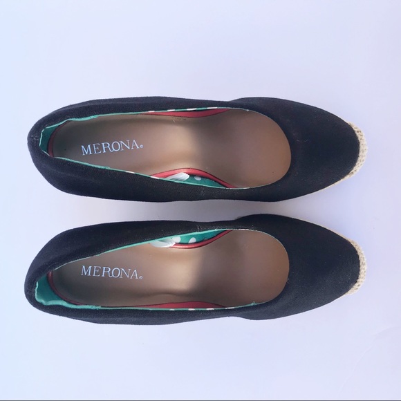Merona • Black Canvas Wedge 6 1/2 - Picture 3 of 5
